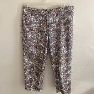Talbots The Perfect Crop Paisley Print Crop Pant Size 10P